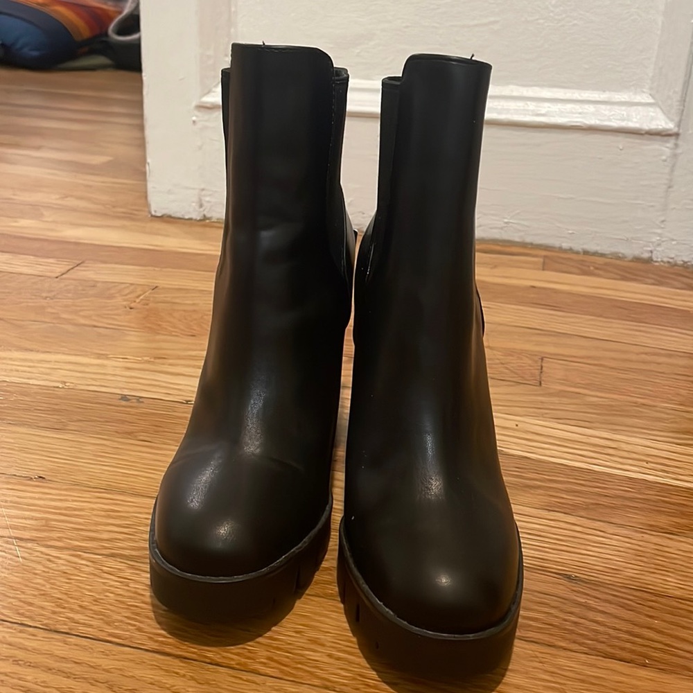 Black heeled Zara booties